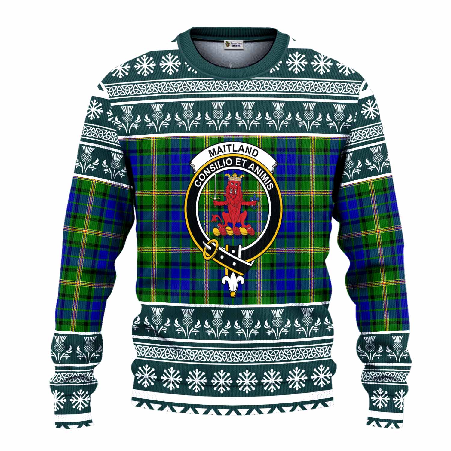 Maitland Clan Tartan Christmas Ugly Sweater with Family Crest - Tartan Vibes Clothing