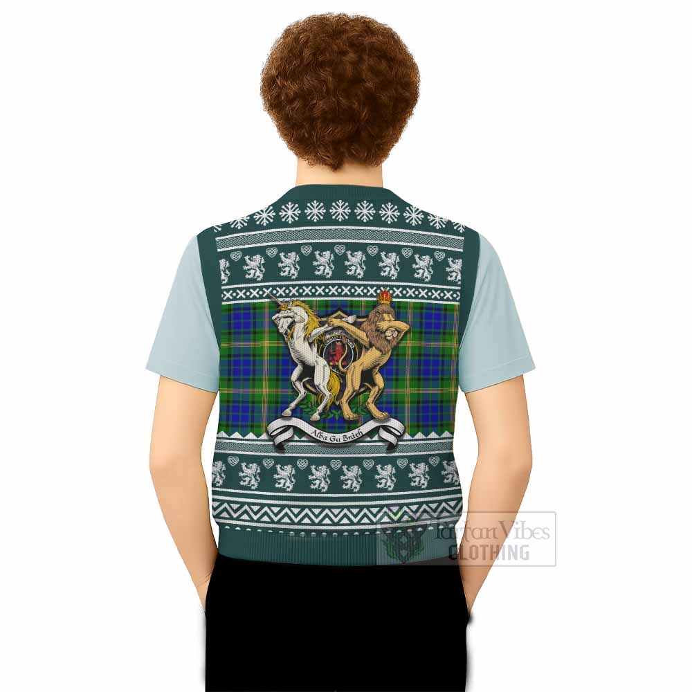 Maitland Clan Tartan Crest Christmas Knitted V-Neck Vest Coat of Arms Funny Style - Tartan Vibes Clothing