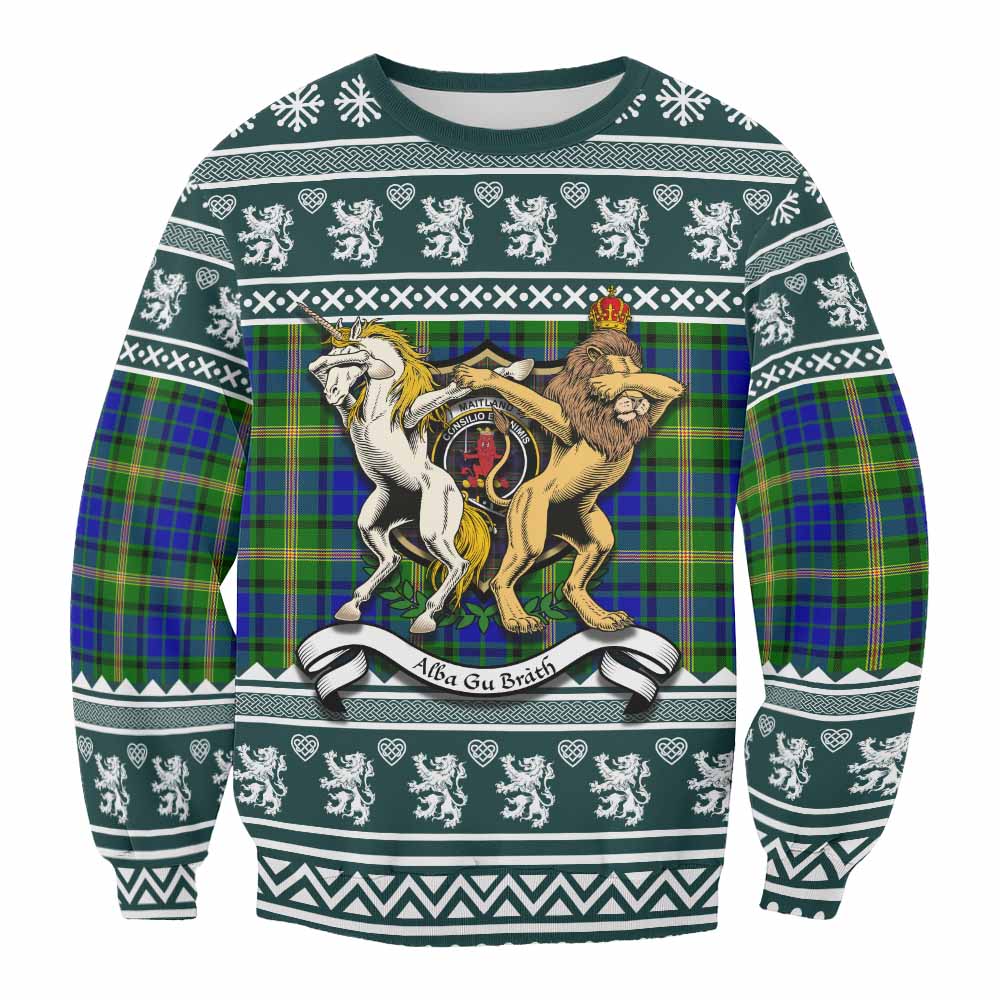 Maitland Clan Tartan Crest Christmas Sweatshirt Coat of Arms Funny Style - Tartan Vibes Clothing