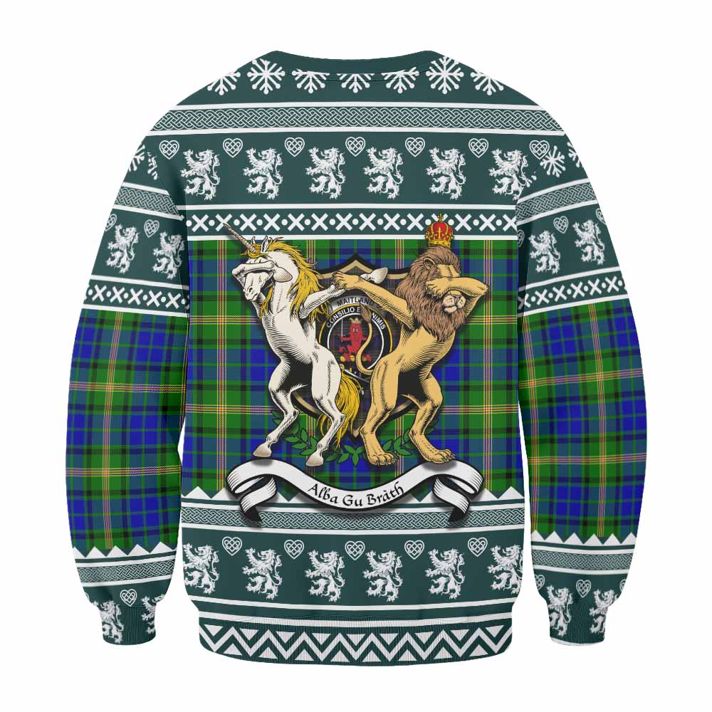 Maitland Clan Tartan Crest Christmas Sweatshirt Coat of Arms Funny Style - Tartan Vibes Clothing