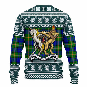 Maitland Clan Tartan Crest Christmas Ugly Sweater Coat of Arms Funny Style