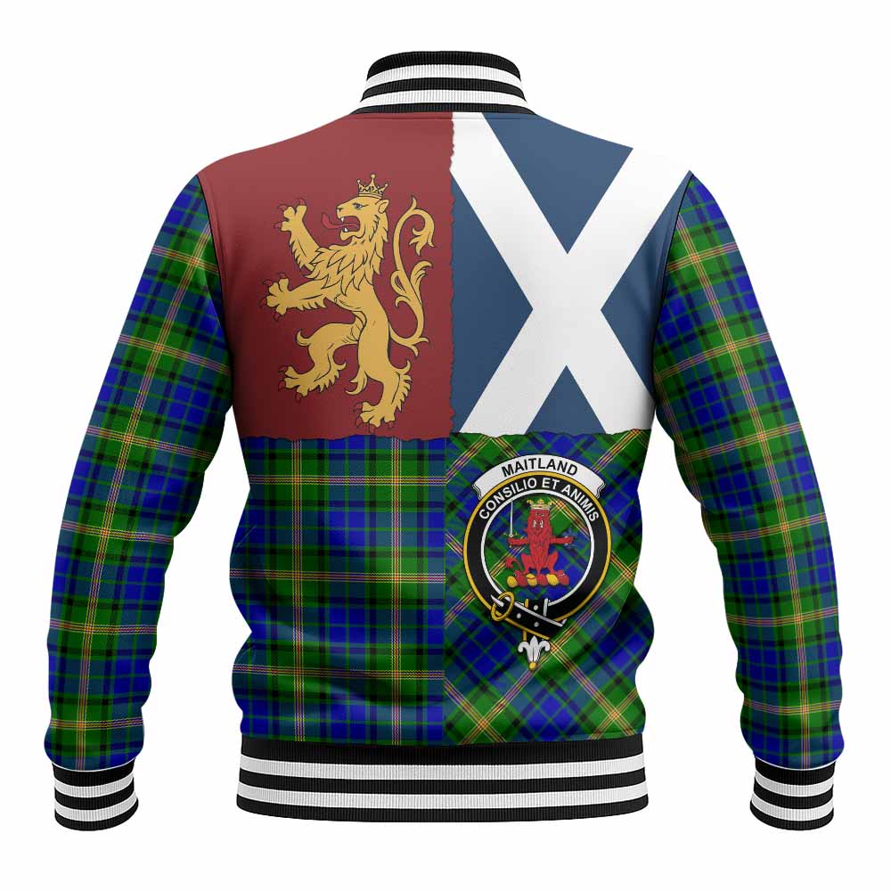 Maitland Crest Tartan Baseball Jacket with Lion Rampant Saltire Style