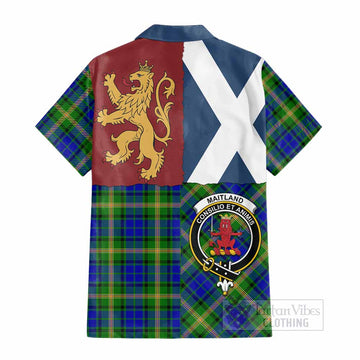 Maitland Crest Tartan Cotton Hawaiian Shirt with Lion Rampant Saltire Style