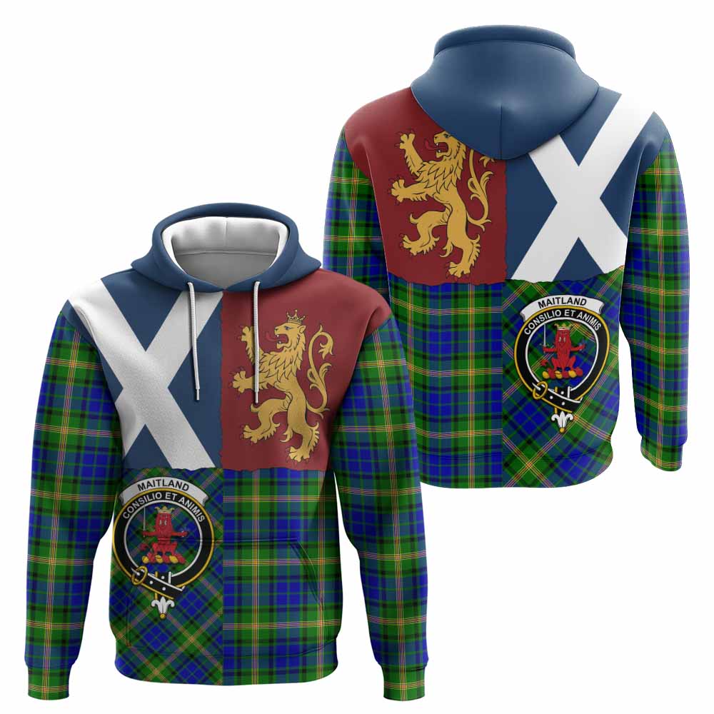 Maitland Crest Tartan Hoodie with Lion Rampant Saltire Style