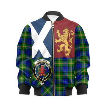 Maitland Crest Tartan Kid Bomber Jacket with Lion Rampant Saltire Style