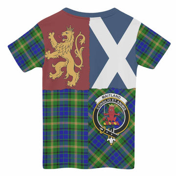 Maitland Crest Tartan Kid T-shirt with Lion Rampant Saltire Style