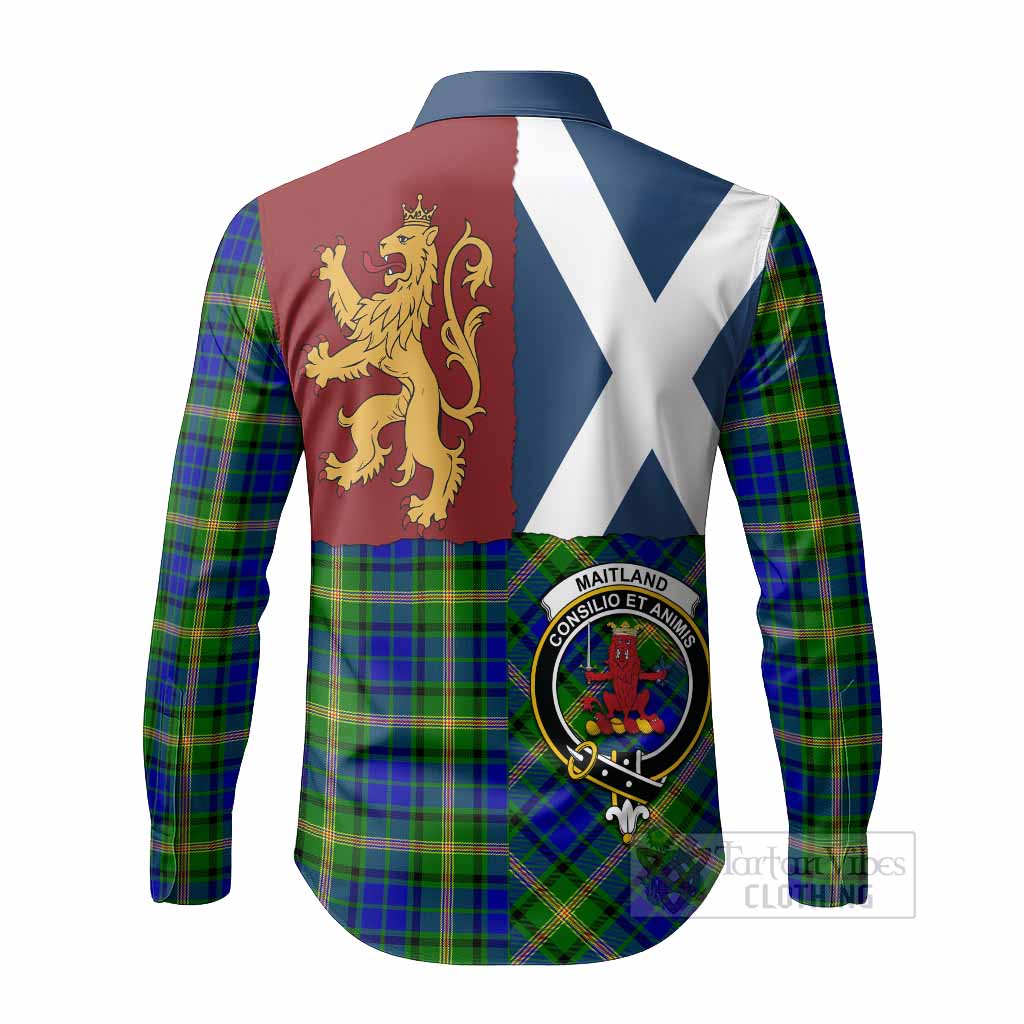 Maitland Crest Tartan Long Sleeve Button Shirts with Lion Rampant Saltire Style