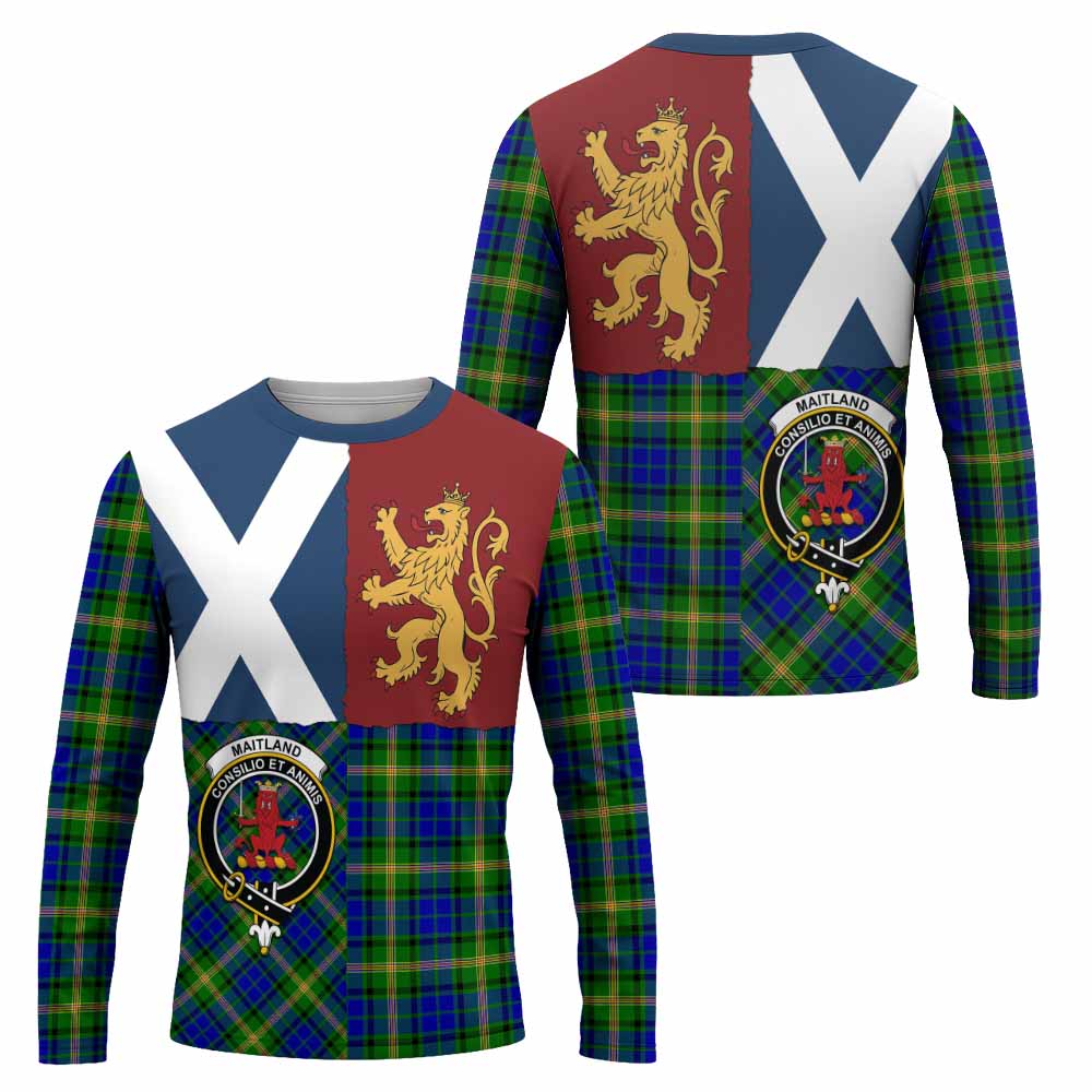 Maitland Crest Tartan Long Sleeve T-Shirt with Lion Rampant Saltire Style