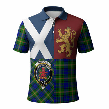 Maitland Crest Tartan Polo Shirt with Lion Rampant Saltire Style
