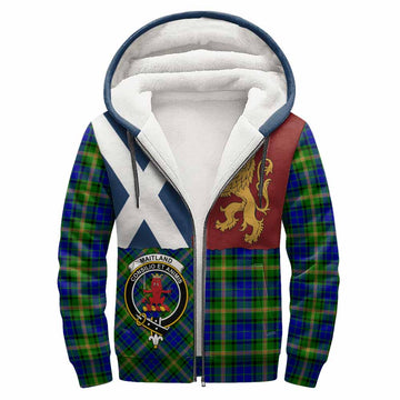 Maitland Crest Tartan Sherpa Hoodie with Lion Rampant Saltire Style