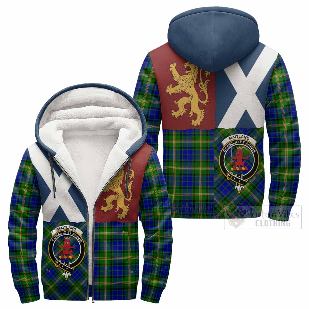Maitland Crest Tartan Sherpa Hoodie with Lion Rampant Saltire Style