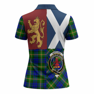 Maitland Crest Tartan Women Polo Shirt with Lion Rampant Saltire Style