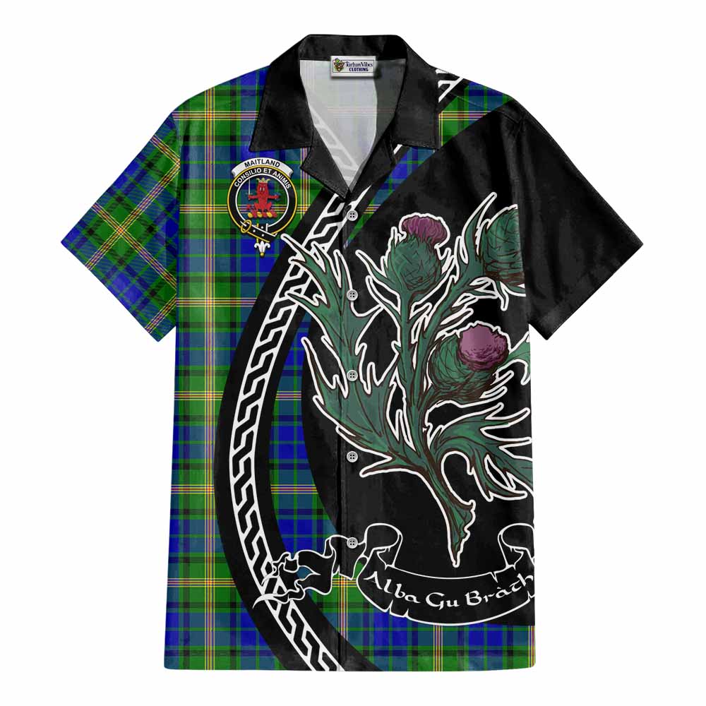 Maitland Family Crest Tartan Cotton Hawaiian Shirt Alba Thistle Inspired - Tartan Vibes Clothing