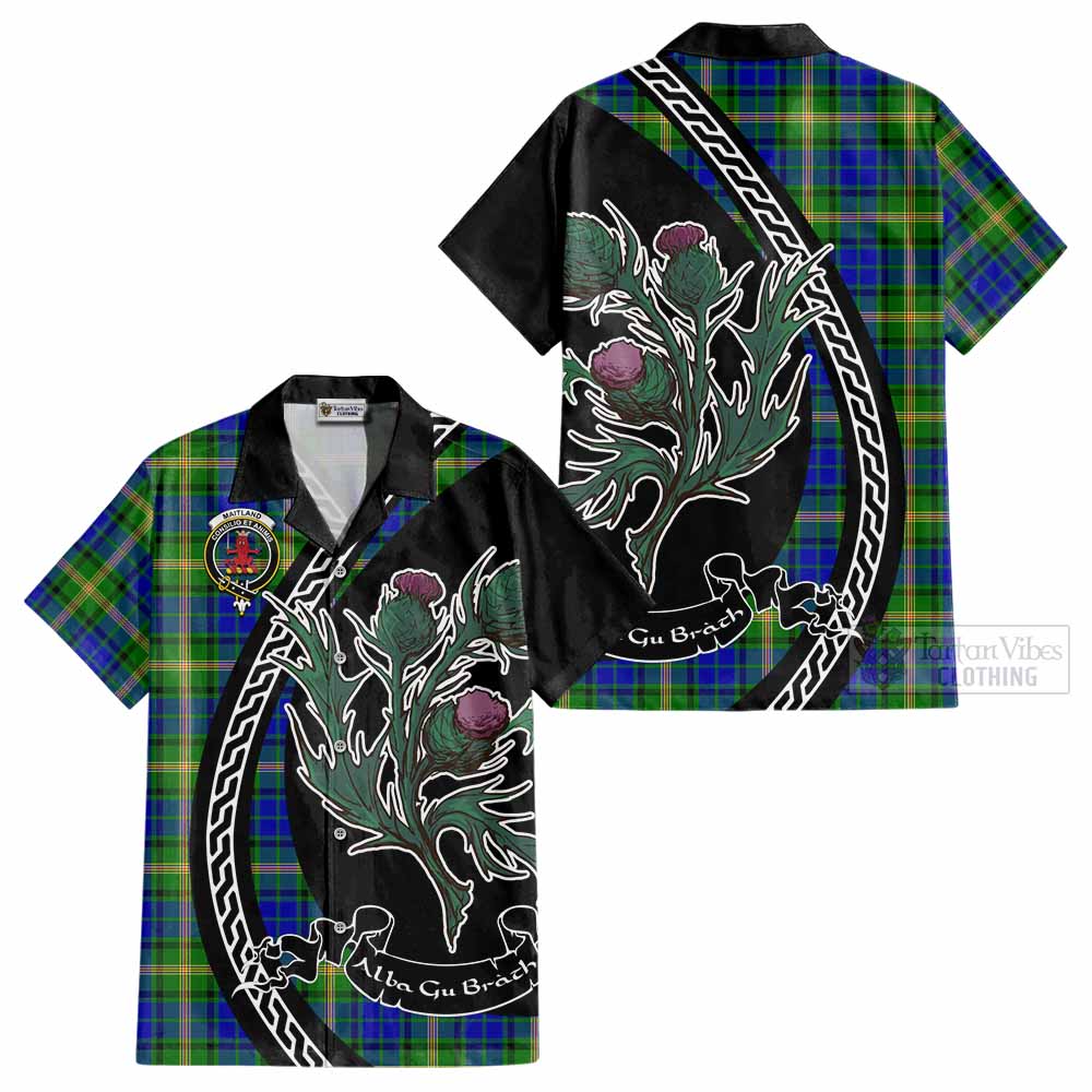 Maitland Family Crest Tartan Cotton Hawaiian Shirt Alba Thistle Inspired - Tartan Vibes Clothing