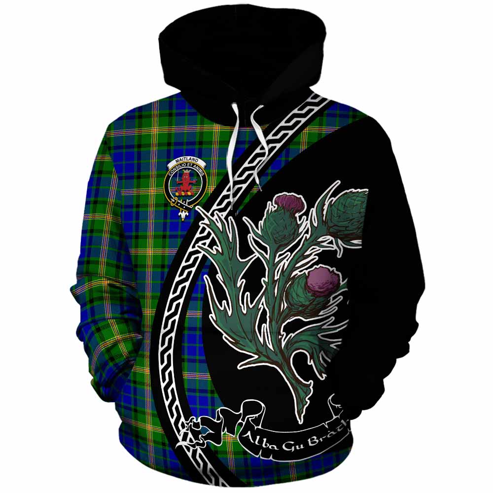 Maitland Family Crest Tartan Cotton Hoodie Alba Thistle Inspired - Tartan Vibes Clothing