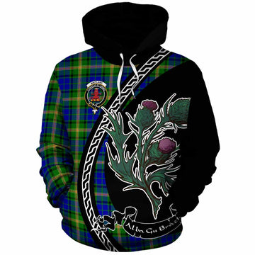 Maitland Family Crest Tartan Cotton Hoodie Alba Thistle Inspired
