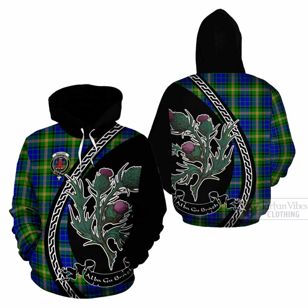 Maitland Family Crest Tartan Cotton Hoodie Alba Thistle Inspired - Tartan Vibes Clothing