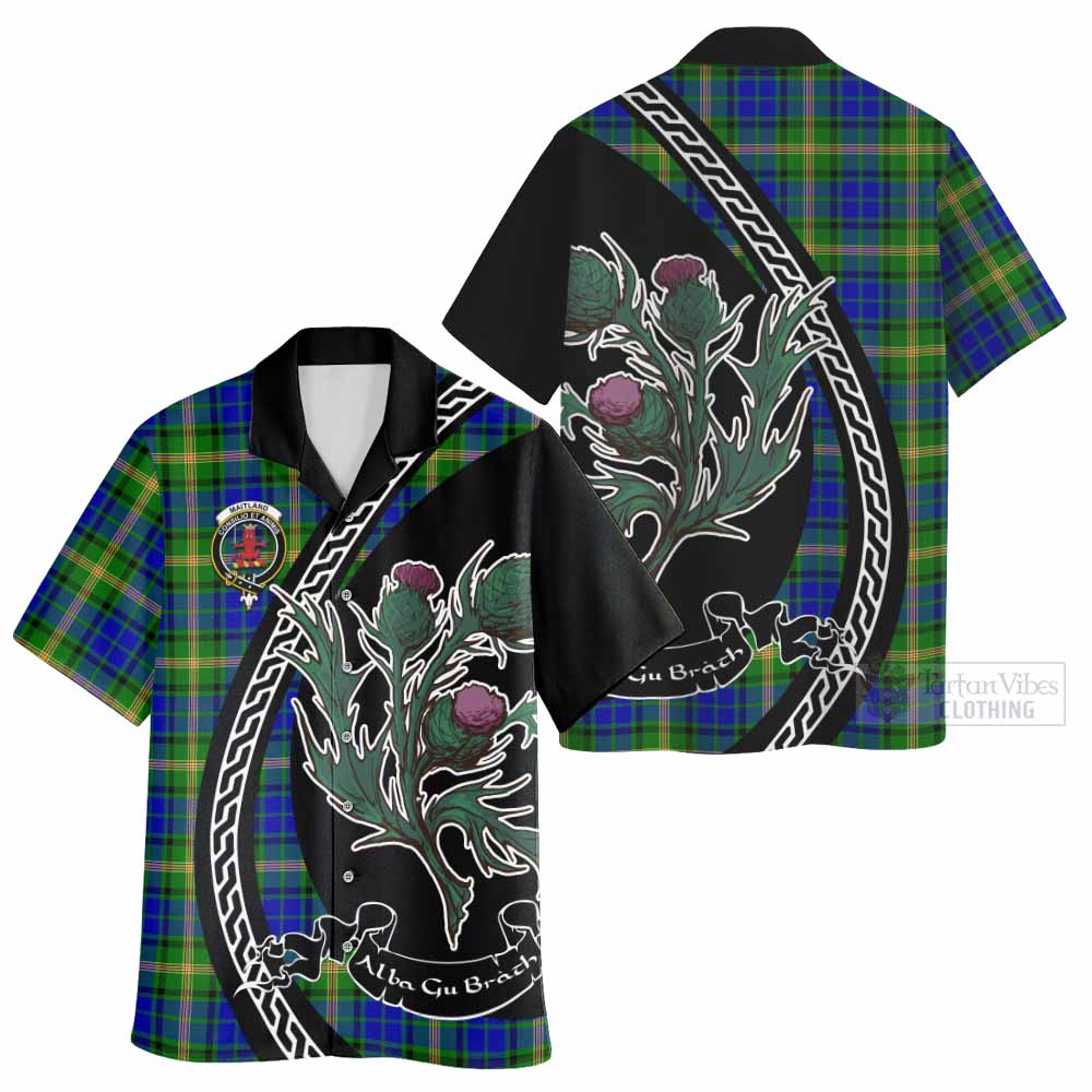 Maitland Family Crest Tartan Hawaiian Shirt Alba Thistle Inspired - Tartan Vibes Clothing