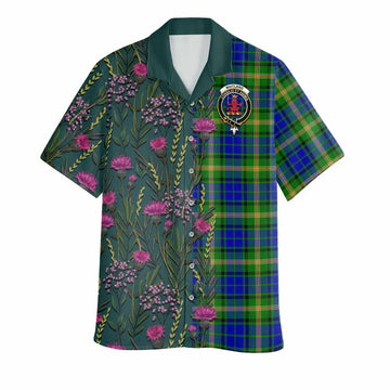 Maitland Family Crest Tartan Hawaiian Shirt Scottish Thistle Flower Pattern Half Style - Tartan Vibes Clothing