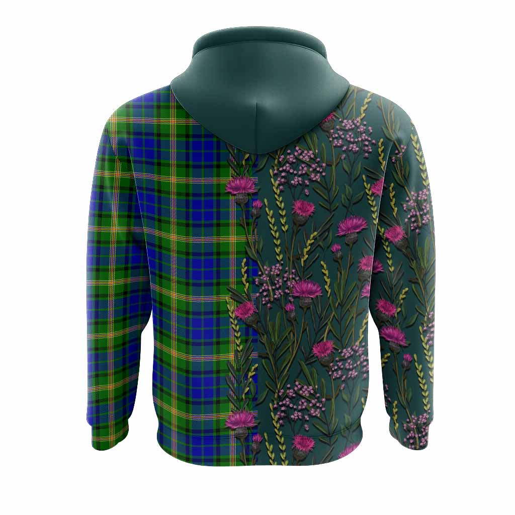 Maitland Family Crest Tartan Hoodie Scottish Thistle Flower Pattern Half Style - Tartan Vibes Clothing