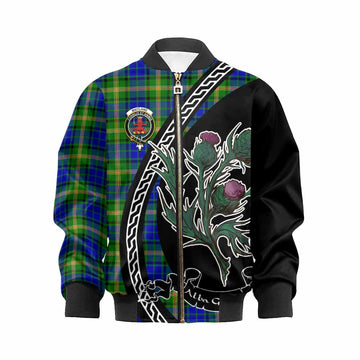 Maitland Family Crest Tartan Kid Bomber Jacket Alba Thistle Inspired - Tartan Vibes Clothing