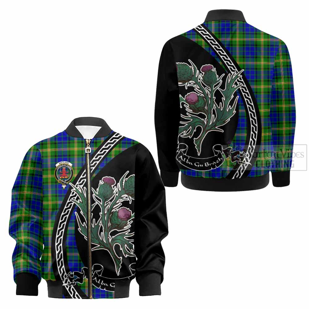 Maitland Family Crest Tartan Kid Bomber Jacket Alba Thistle Inspired - Tartan Vibes Clothing