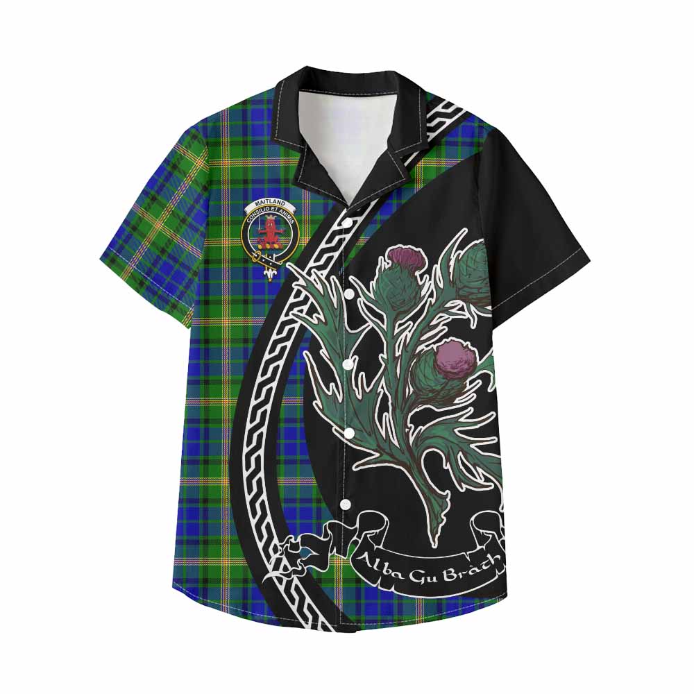Maitland Family Crest Tartan Kid Hawaiian Shirt Alba Thistle Inspired - Tartan Vibes Clothing