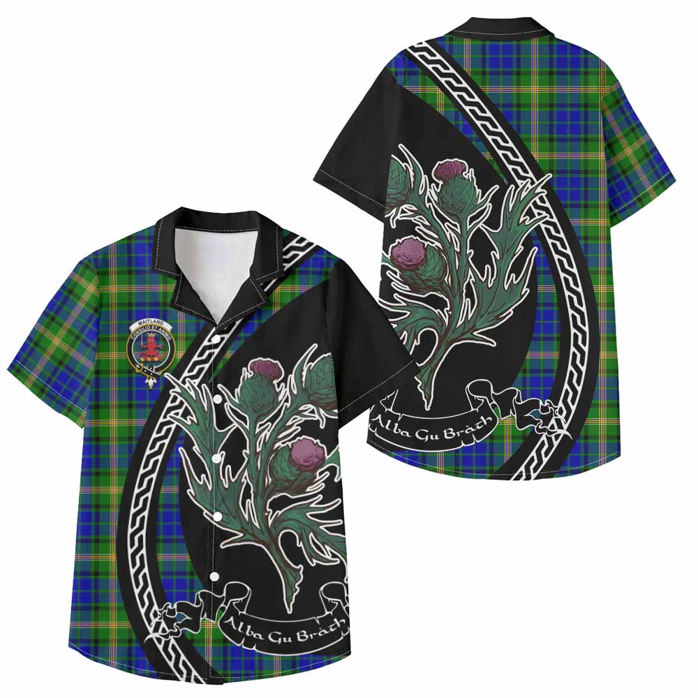 Maitland Family Crest Tartan Kid Hawaiian Shirt Alba Thistle Inspired - Tartan Vibes Clothing
