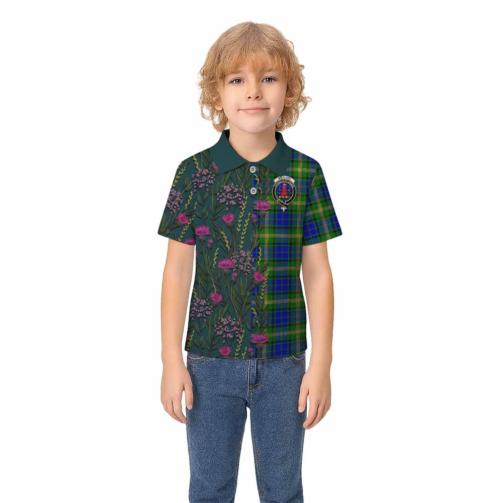 Maitland Family Crest Tartan Kid Polo Shirt Scottish Thistle Flower Pattern Half Style - Tartan Vibes Clothing