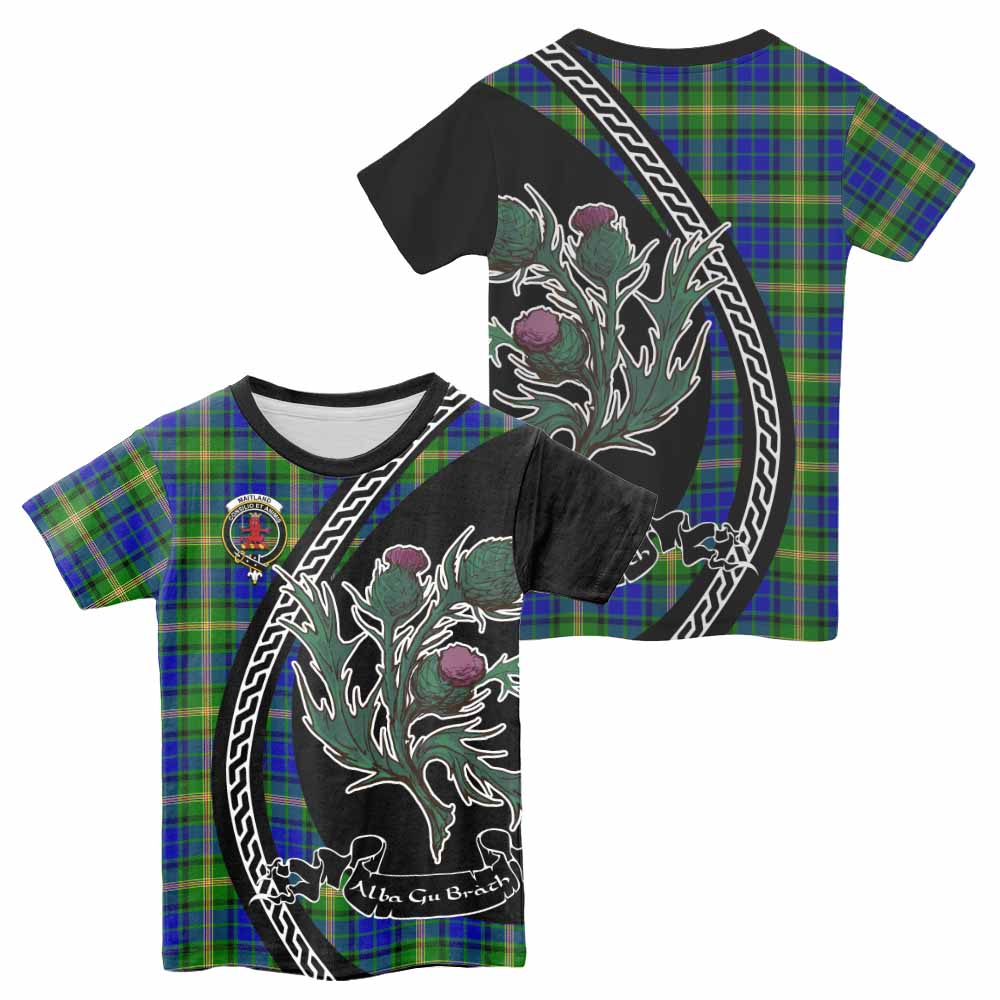 Maitland Family Crest Tartan Kid T-shirt Alba Thistle Inspired - Tartan Vibes Clothing
