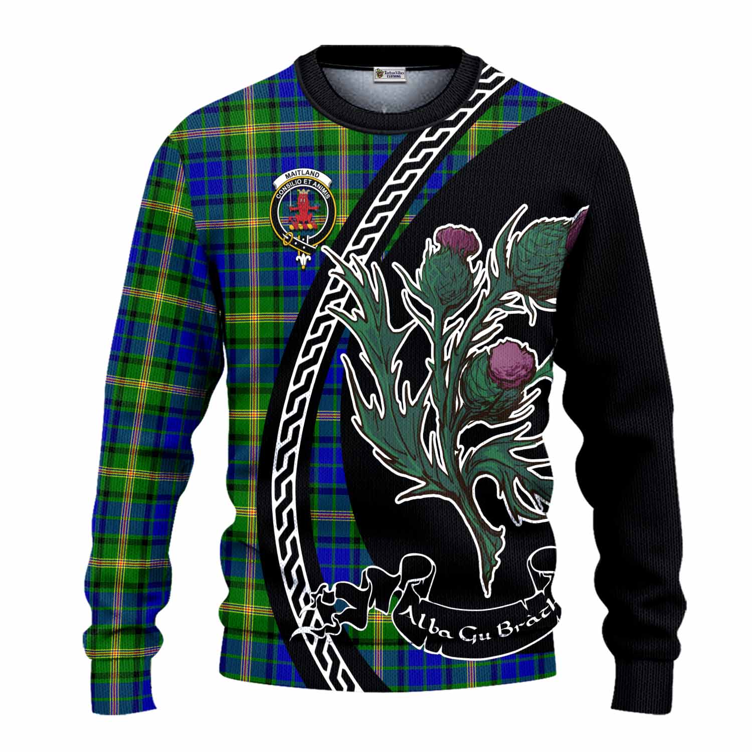 Maitland Family Crest Tartan Knitted Sweater Alba Thistle Inspired - Tartan Vibes Clothing