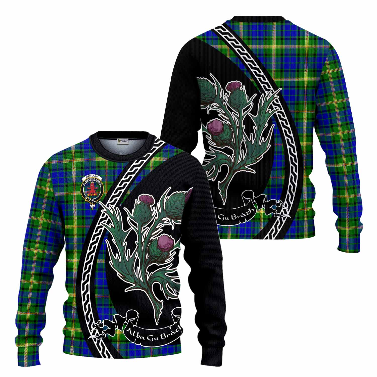 Maitland Family Crest Tartan Knitted Sweater Alba Thistle Inspired - Tartan Vibes Clothing