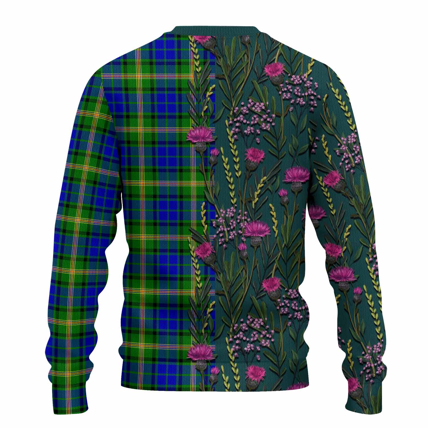 Maitland Family Crest Tartan Knitted Sweater Scottish Thistle Flower Pattern Half Style - Tartan Vibes Clothing
