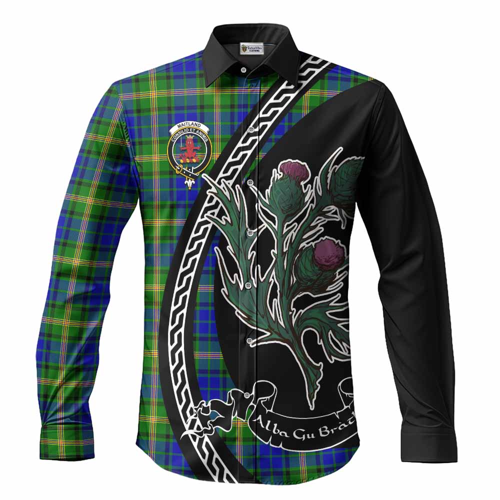 Maitland Family Crest Tartan Long Sleeve Button Shirts Alba Thistle Inspired - Tartan Vibes Clothing