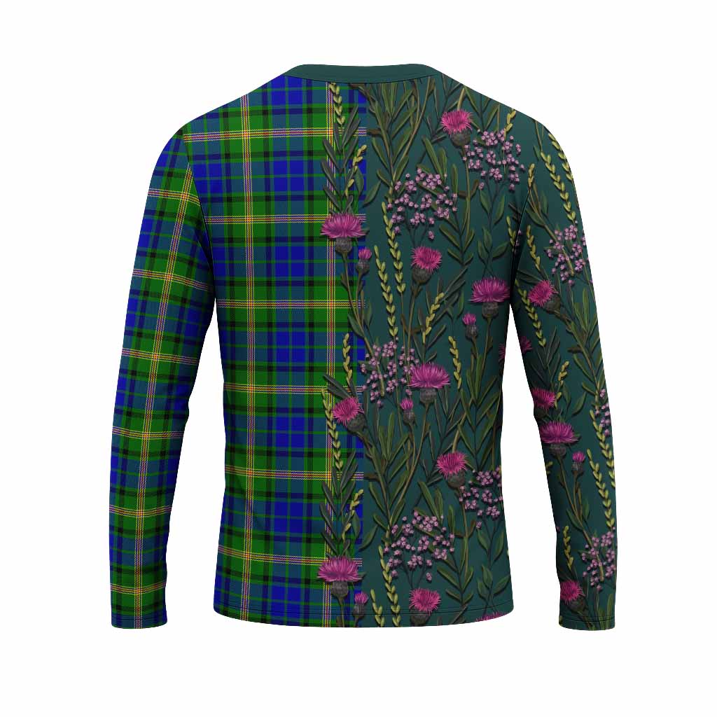 Maitland Family Crest Tartan Long Sleeve T-Shirt Scottish Thistle Flower Pattern Half Style - Tartan Vibes Clothing