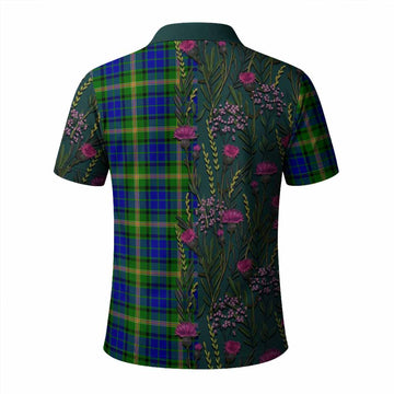 Maitland Family Crest Tartan Polo Shirt Scottish Thistle Flower Pattern Half Style