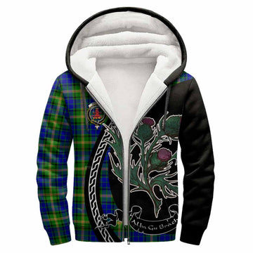 Maitland Family Crest Tartan Sherpa Hoodie Alba Thistle Inspired