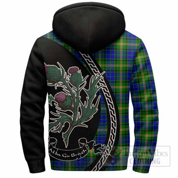 Maitland Family Crest Tartan Sherpa Hoodie Alba Thistle Inspired