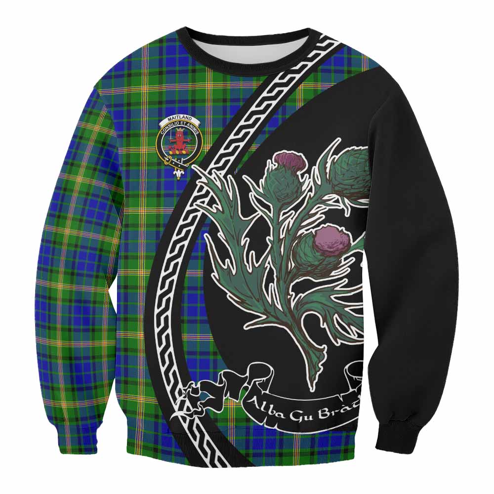 Maitland Family Crest Tartan Sweatshirt Alba Thistle Inspired - Tartan Vibes Clothing