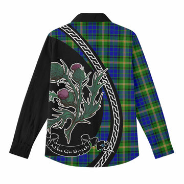 Maitland Family Crest Tartan Women Casual Shirt Alba Thistle Inspired