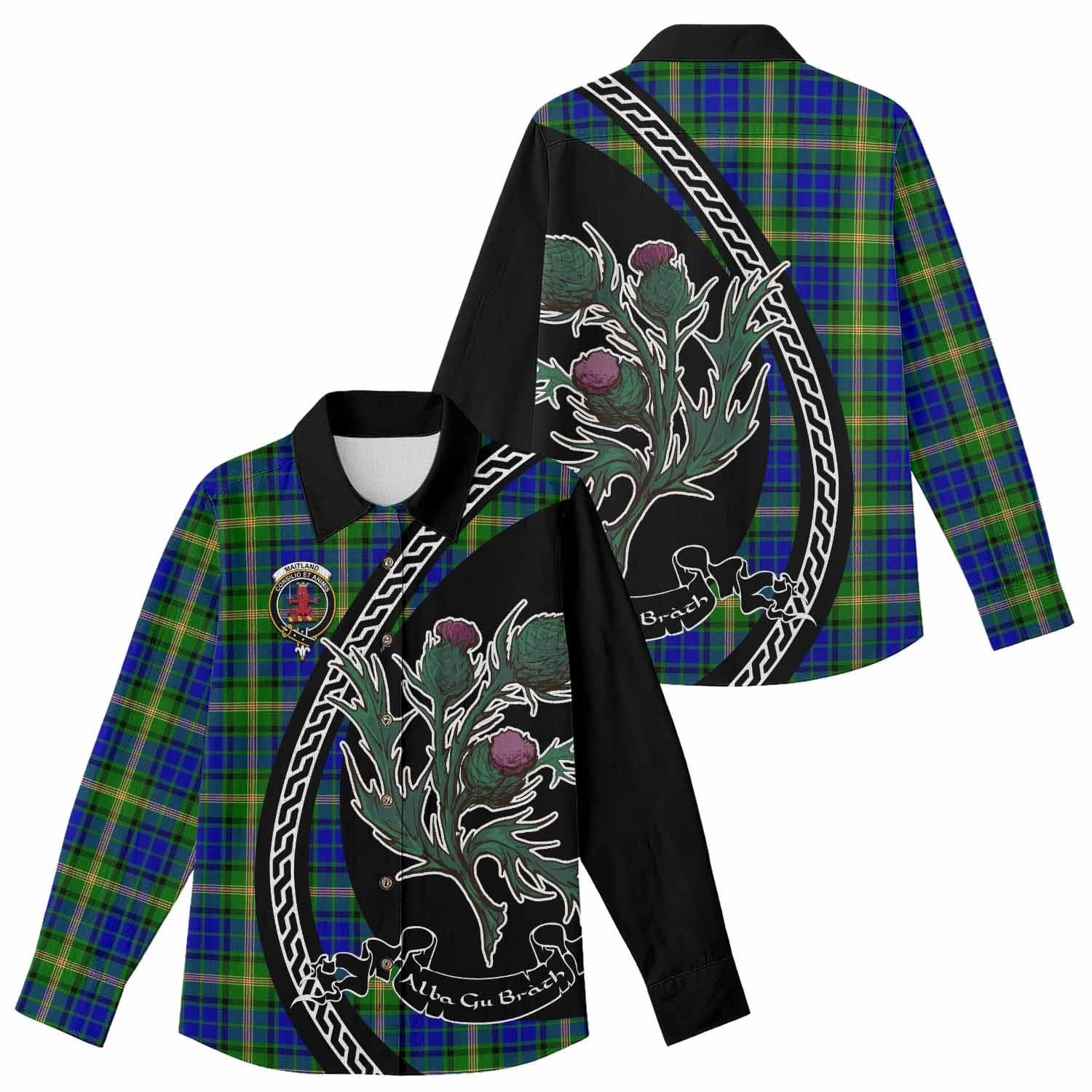 Maitland Family Crest Tartan Women Casual Shirt Alba Thistle Inspired - Tartan Vibes Clothing