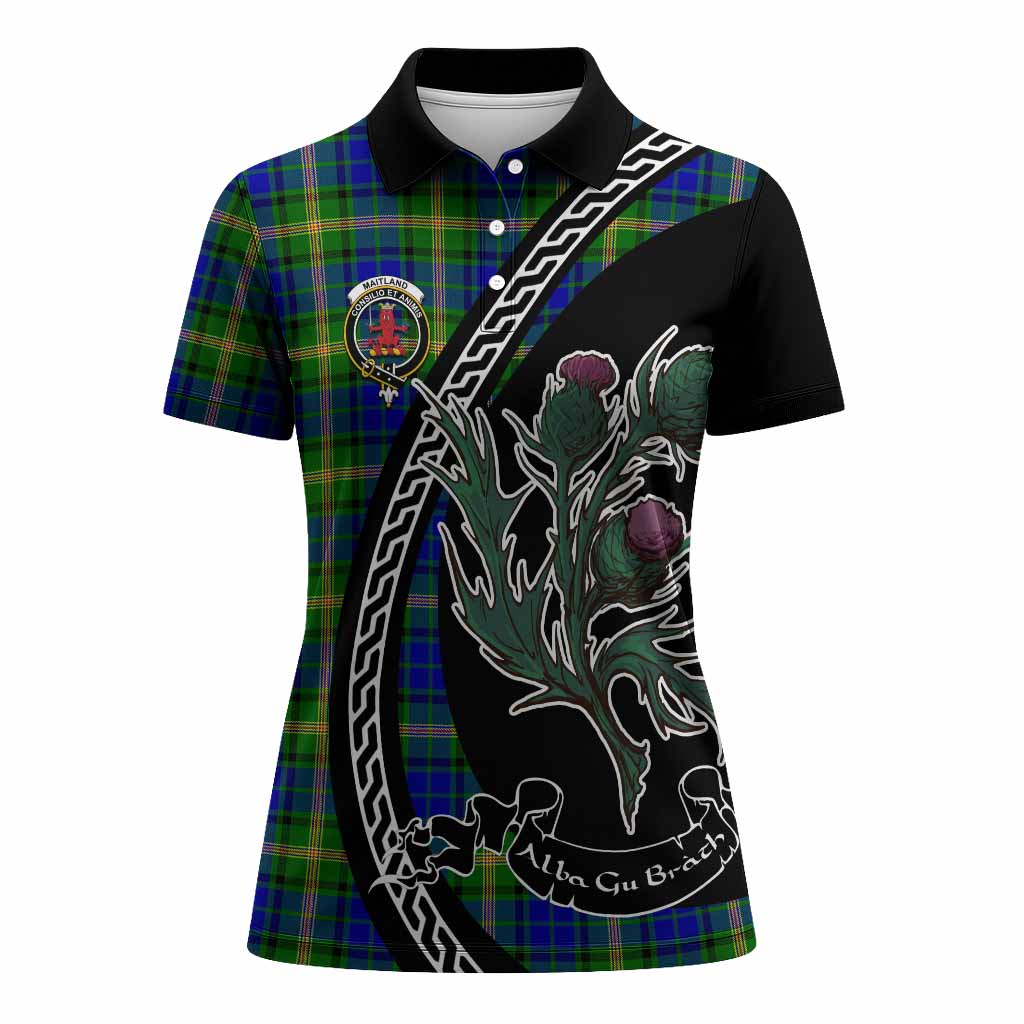 Maitland Family Crest Tartan Women Polo Shirt Alba Thistle Inspired - Tartan Vibes Clothing