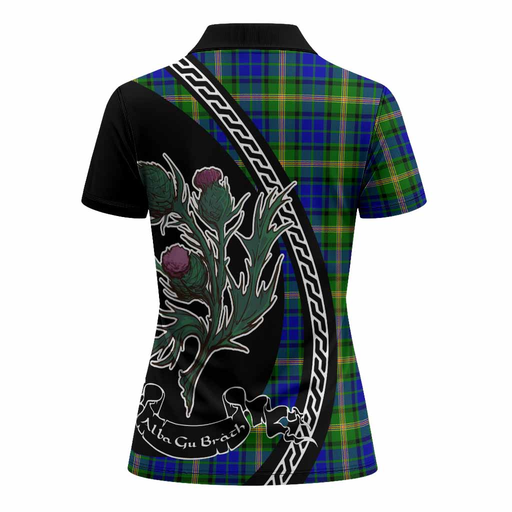 Maitland Family Crest Tartan Women Polo Shirt Alba Thistle Inspired - Tartan Vibes Clothing