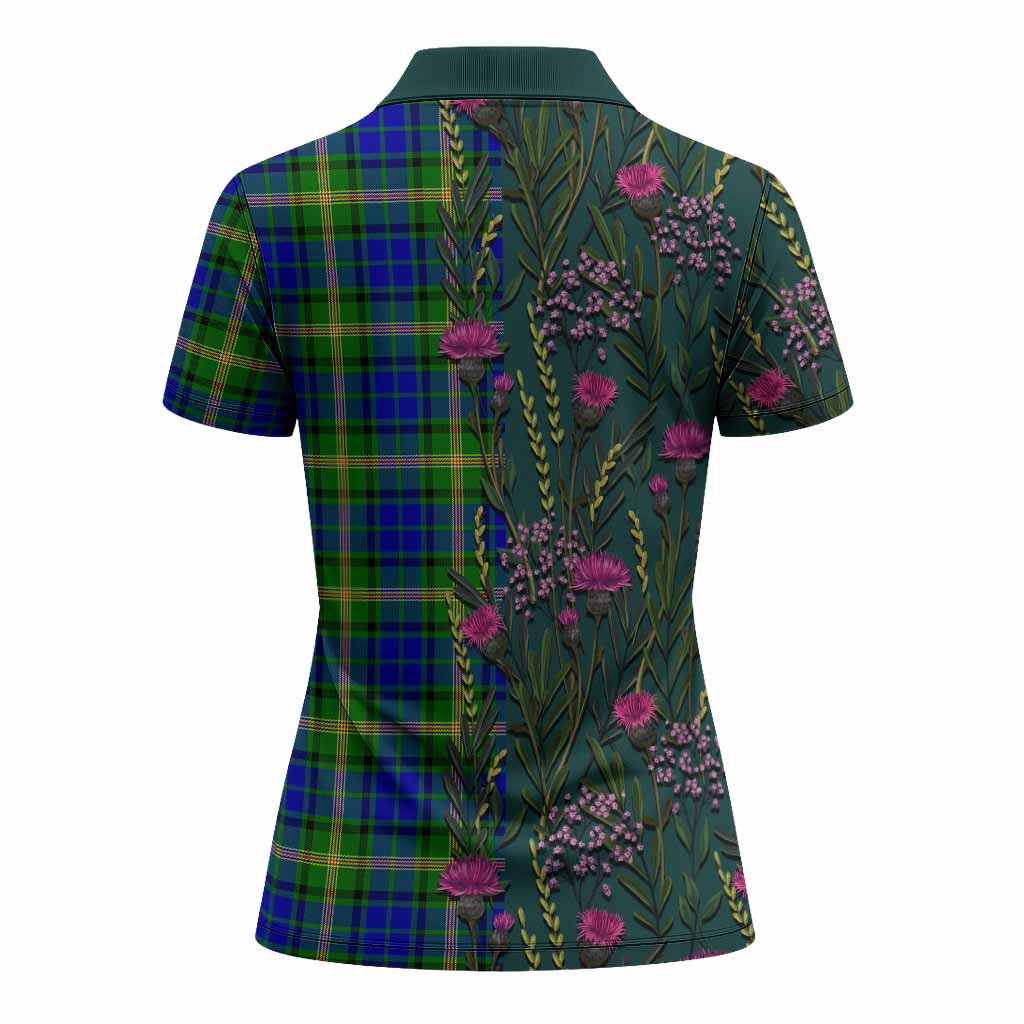Maitland Family Crest Tartan Women Polo Shirt Scottish Thistle Flower Pattern Half Style - Tartan Vibes Clothing