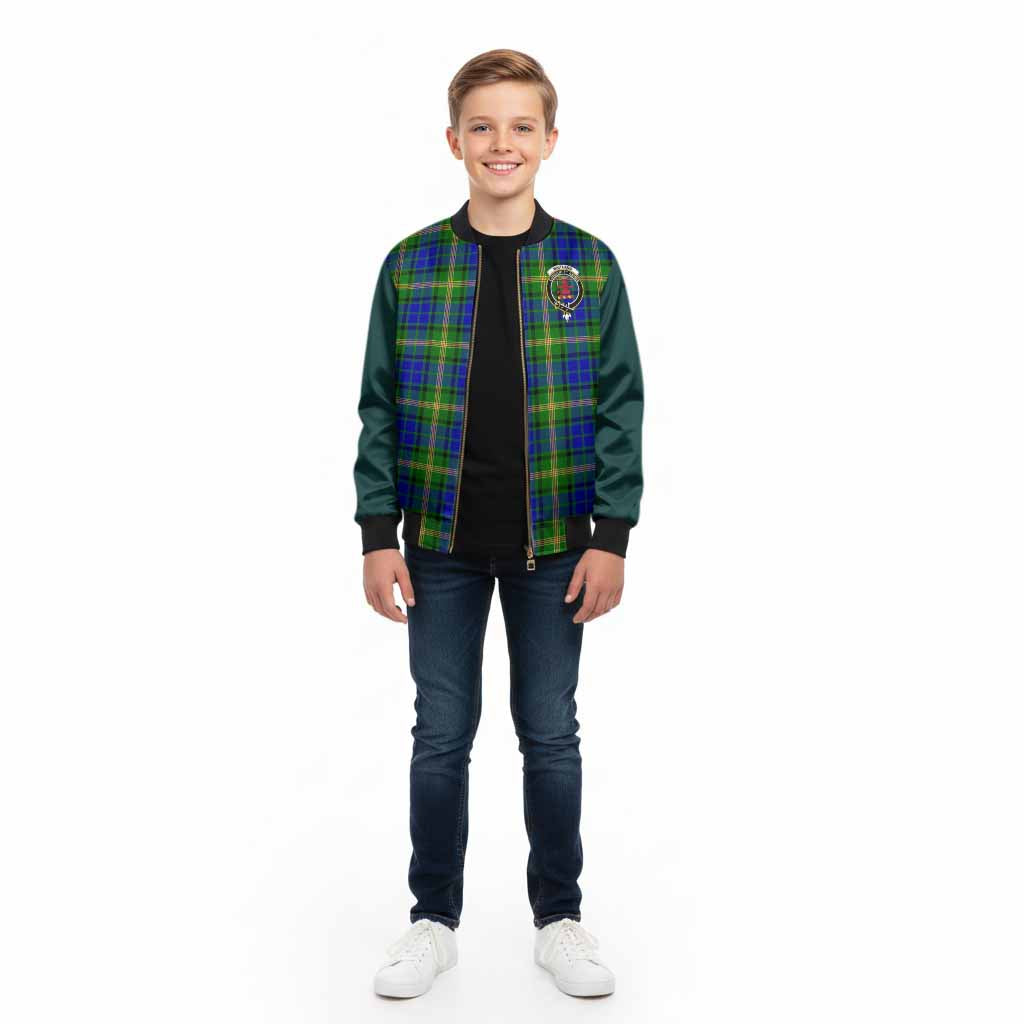 Maitland Tartan Accent Kid Bomber Jacket with Family Crest