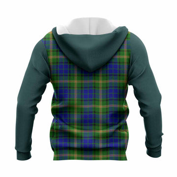 Maitland Tartan Accent Knitted Hoodie with Family Crest