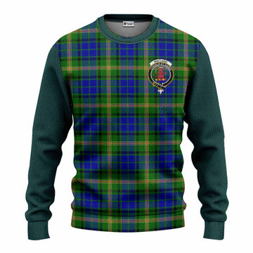 Maitland Tartan Accent Knitted Sweater with Family Crest