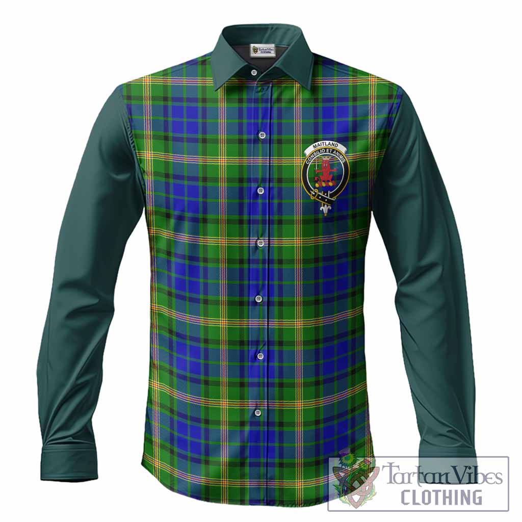 Maitland Tartan Accent Long Sleeve Button Shirts with Family Crest