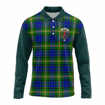 Maitland Tartan Accent Long Sleeve Polo Shirt with Family Crest