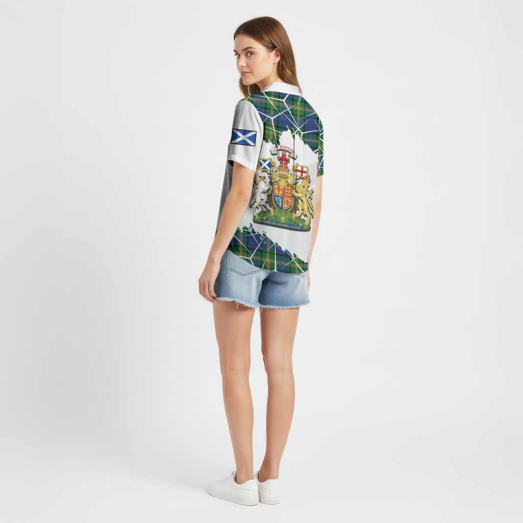 Maitland Tartan Cotton Hawaiian Shirt with Family Crest and Lion Rampant Grunge Style